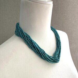 AEO Turquoise Seed Bead Necklace with Silver Clasp